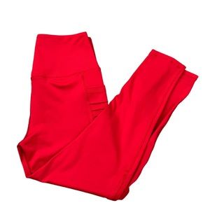 Leg End Women High Waisted Yoga Workout Leggings Red Small